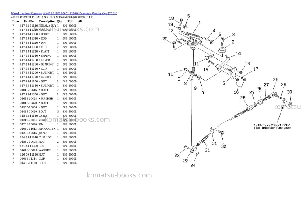 Komatsu wa470-3 s/n 50001-52999 overseas version Parts catalog cover