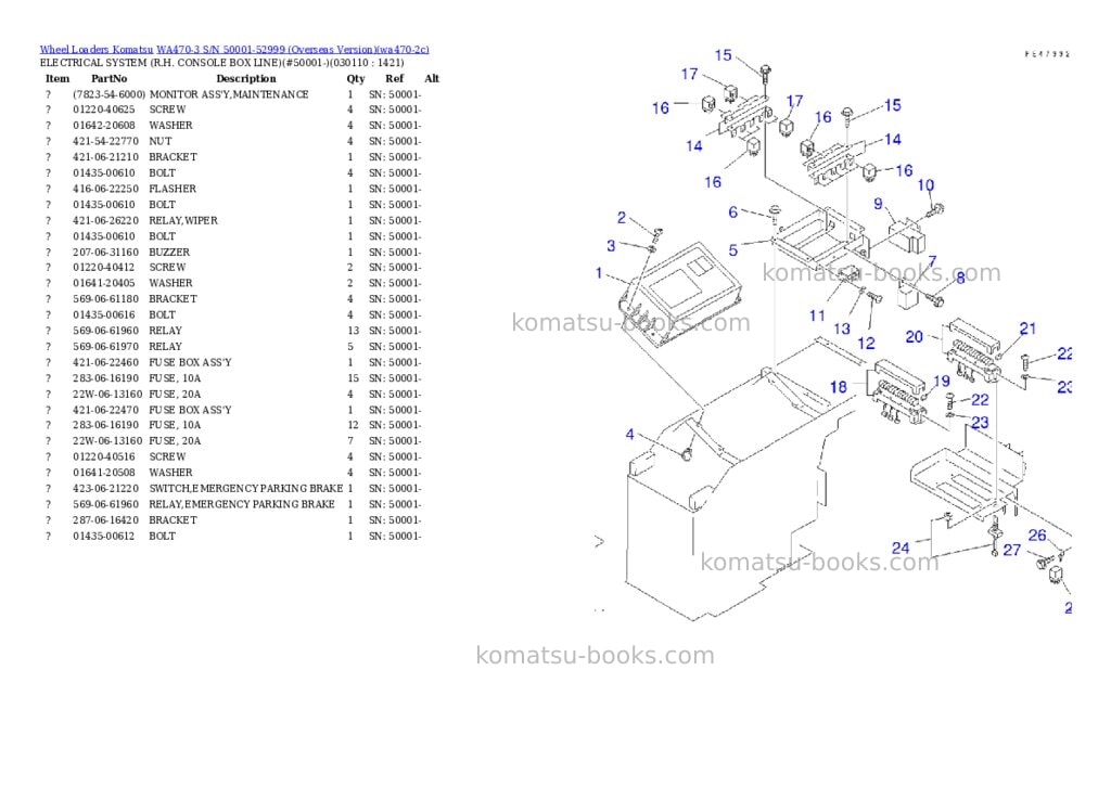 Komatsu wa470-3 s/n 50001-52999 overseas version Parts catalog cover Page 10