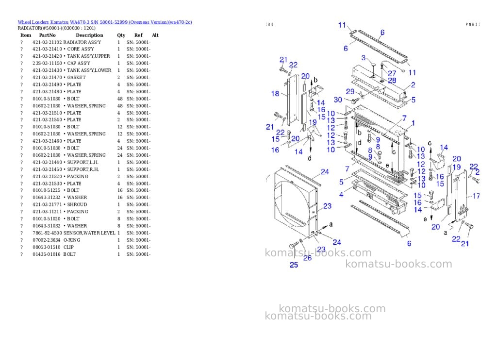 Komatsu wa470-3 s/n 50001-52999 overseas version Parts catalog cover Page 2