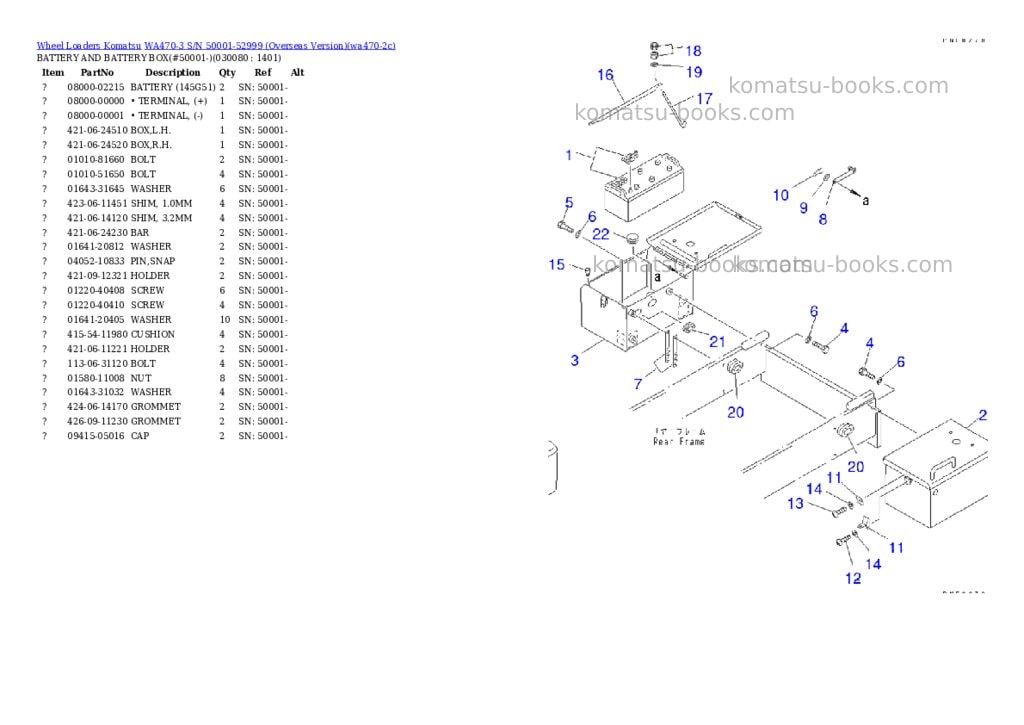 Komatsu wa470-3 s/n 50001-52999 overseas version Parts catalog cover Page 7