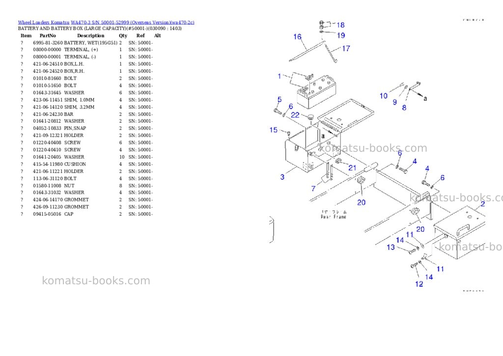 Komatsu wa470-3 s/n 50001-52999 overseas version Parts catalog cover Page 8