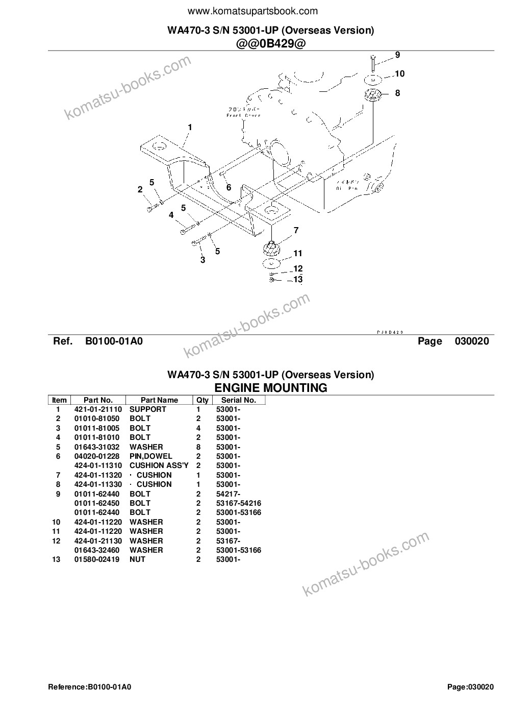 Komatsu wa470-3 s/n 53001-up overseas version Parts catalog cover Page 4