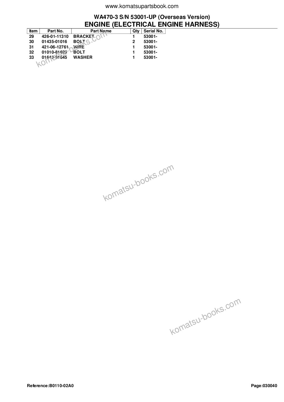 Komatsu wa470-3 s/n 53001-up overseas version Parts catalog cover Page 7
