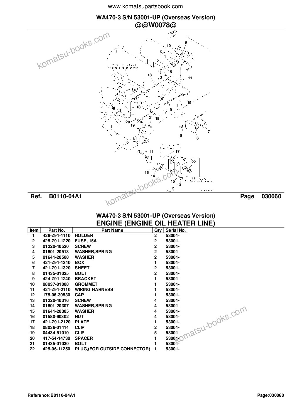 Komatsu wa470-3 s/n 53001-up overseas version Parts catalog cover Page 9