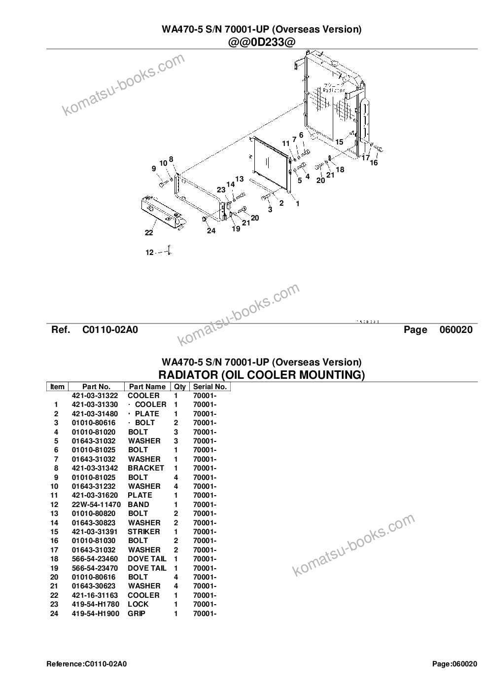 Komatsu WA470-5 S/N 70001-UP (Overseas Version) Parts catalog cover Page 10