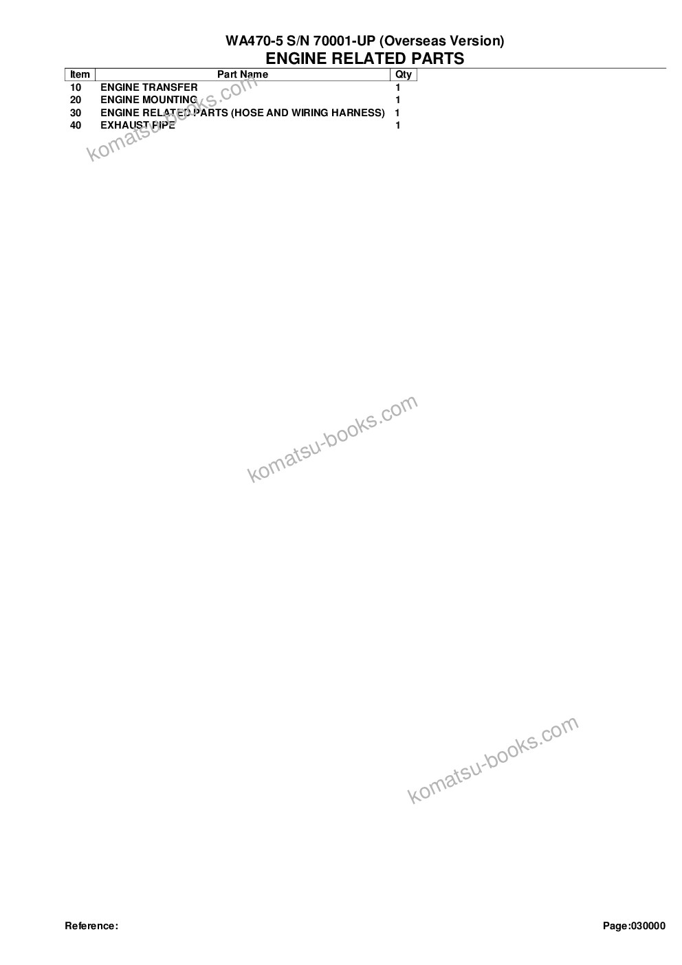 Komatsu WA470-5 S/N 70001-UP (Overseas Version) Parts catalog cover Page 2