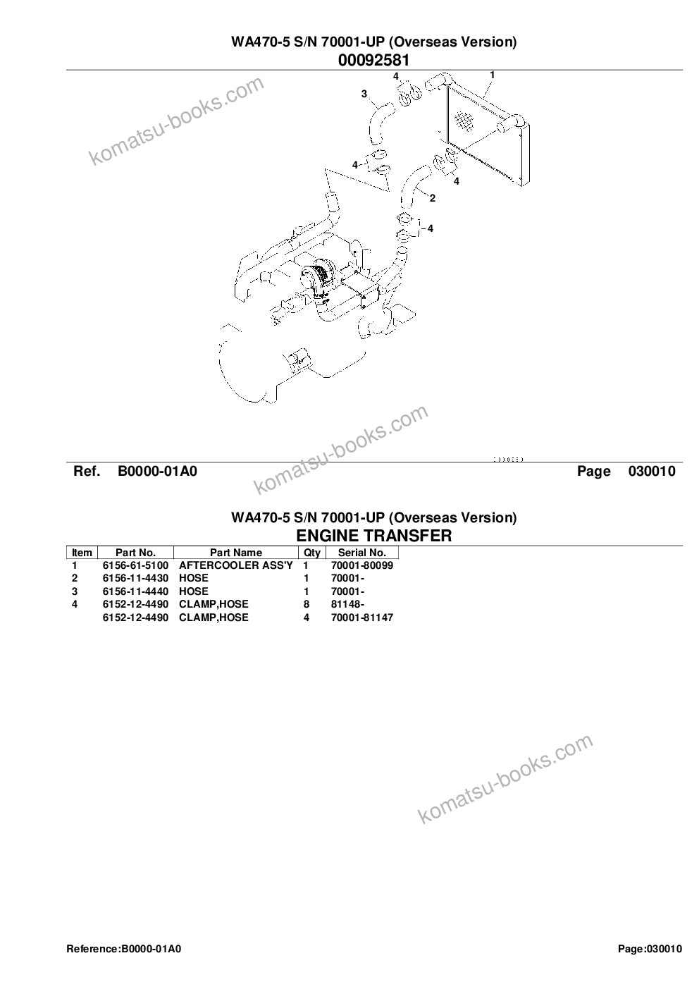Komatsu WA470-5 S/N 70001-UP (Overseas Version) Parts catalog cover Page 3