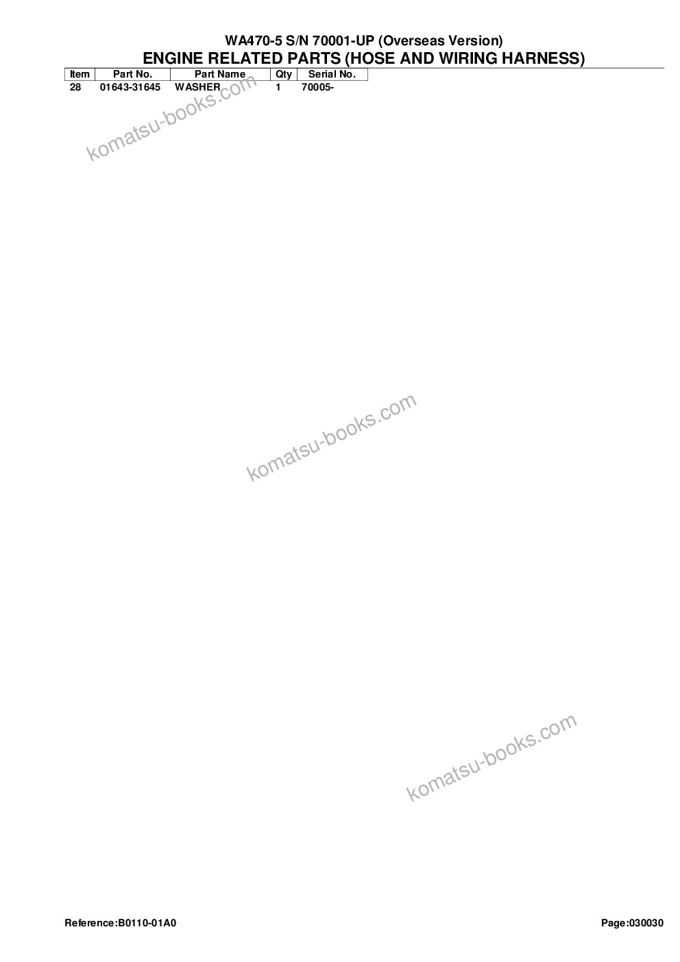 Komatsu WA470-5 S/N 70001-UP (Overseas Version) Parts catalog cover Page 6