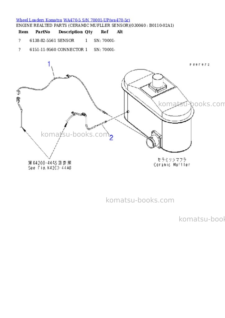 Komatsu wa470-5 s/n 70001-up overseas version Parts catalog cover Page 3