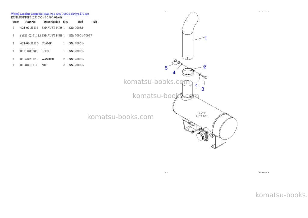 Komatsu wa470-5 s/n 70001-up overseas version Parts catalog cover Page 4