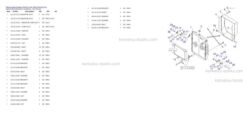 Komatsu wa470-5 s/n 70001-up overseas version Parts catalog cover Page 6