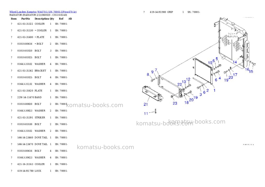 Komatsu wa470-5 s/n 70001-up overseas version Parts catalog cover Page 7