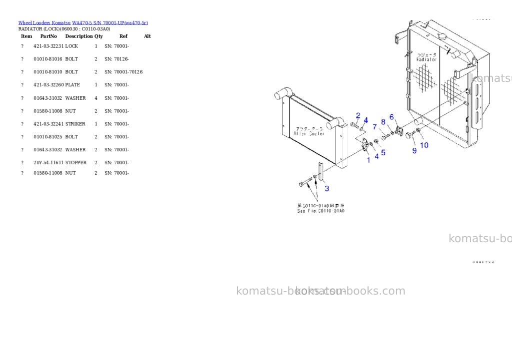 Komatsu wa470-5 s/n 70001-up overseas version Parts catalog cover Page 8