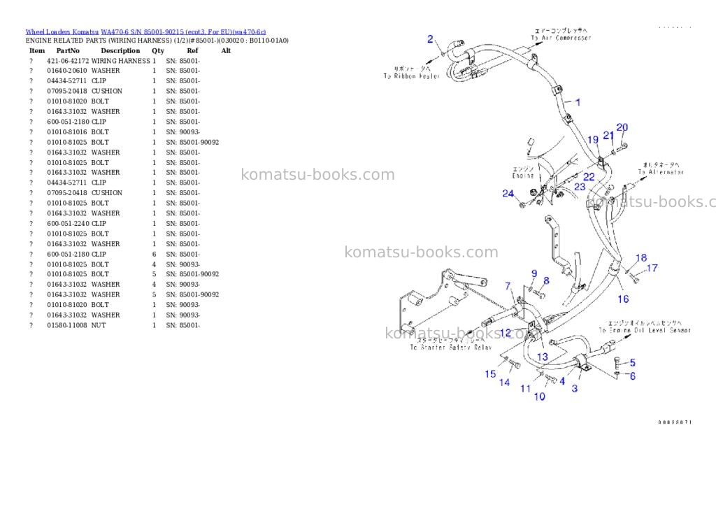 Komatsu wa470-6 s/n 85001-90215 ecot3, for eu Parts catalog cover