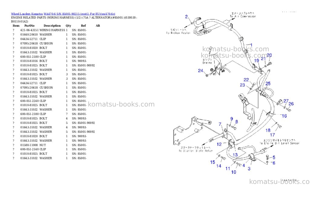 Komatsu wa470-6 s/n 85001-90215 ecot3, for eu Parts catalog cover Page 2