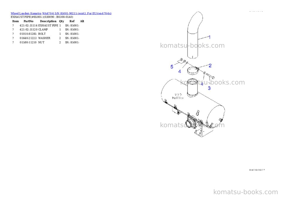 Komatsu wa470-6 s/n 85001-90215 ecot3, for eu Parts catalog cover Page 8