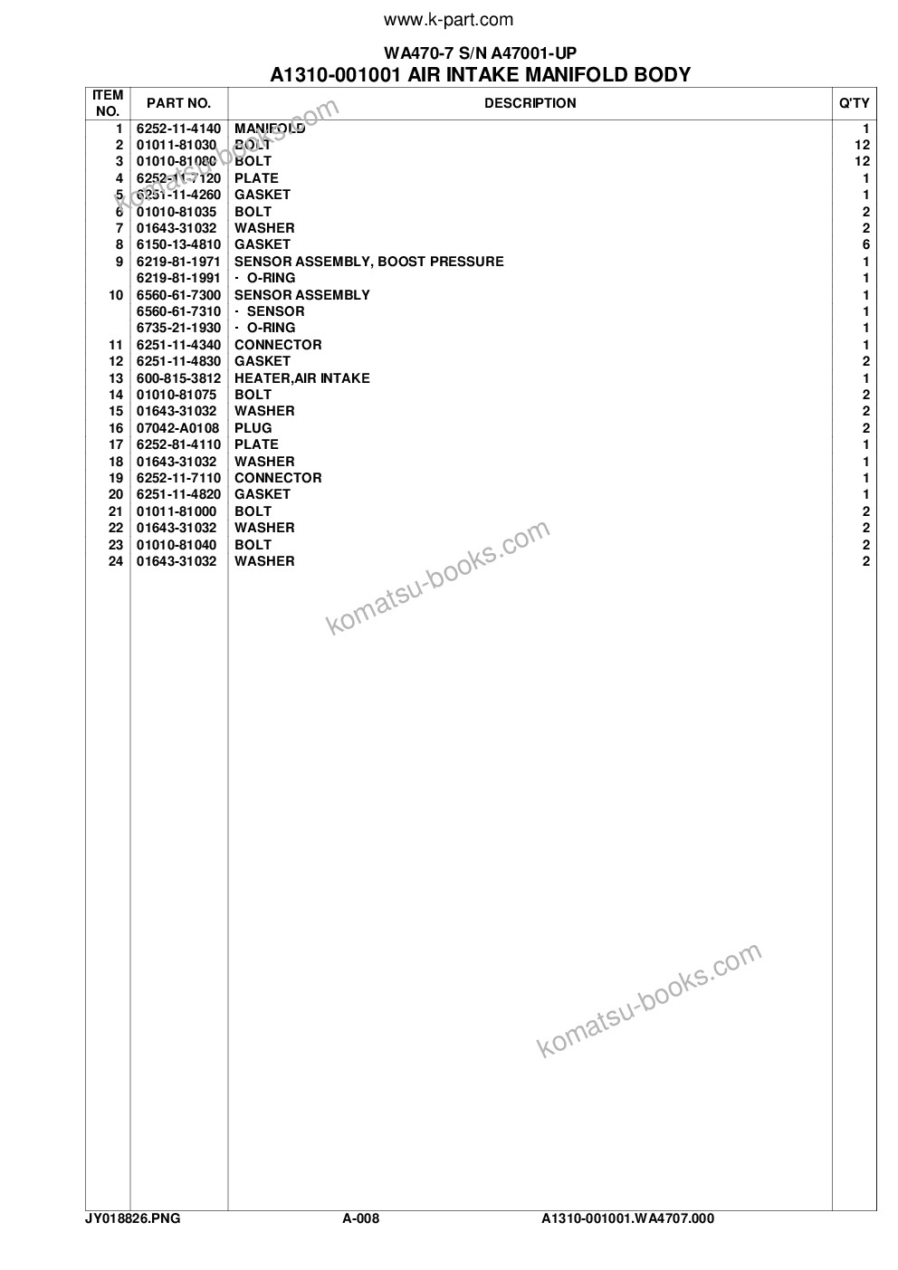 Komatsu WA470-7 S/N A47001-UP Parts catalog cover Page 9