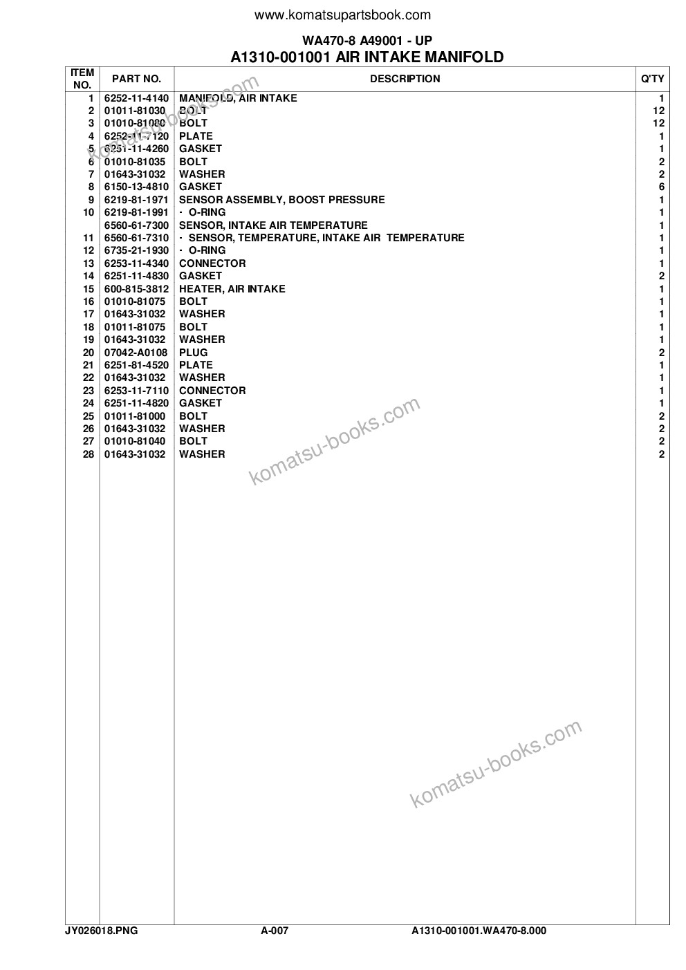 Komatsu wa470-8 s/n a49001 - up Parts catalog cover Page 9
