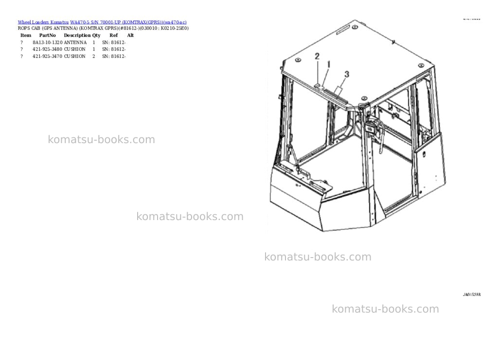 Komatsu WA470-5 S/N 70001-UP (KOMTRAX(GPRS)) Parts catalog cover