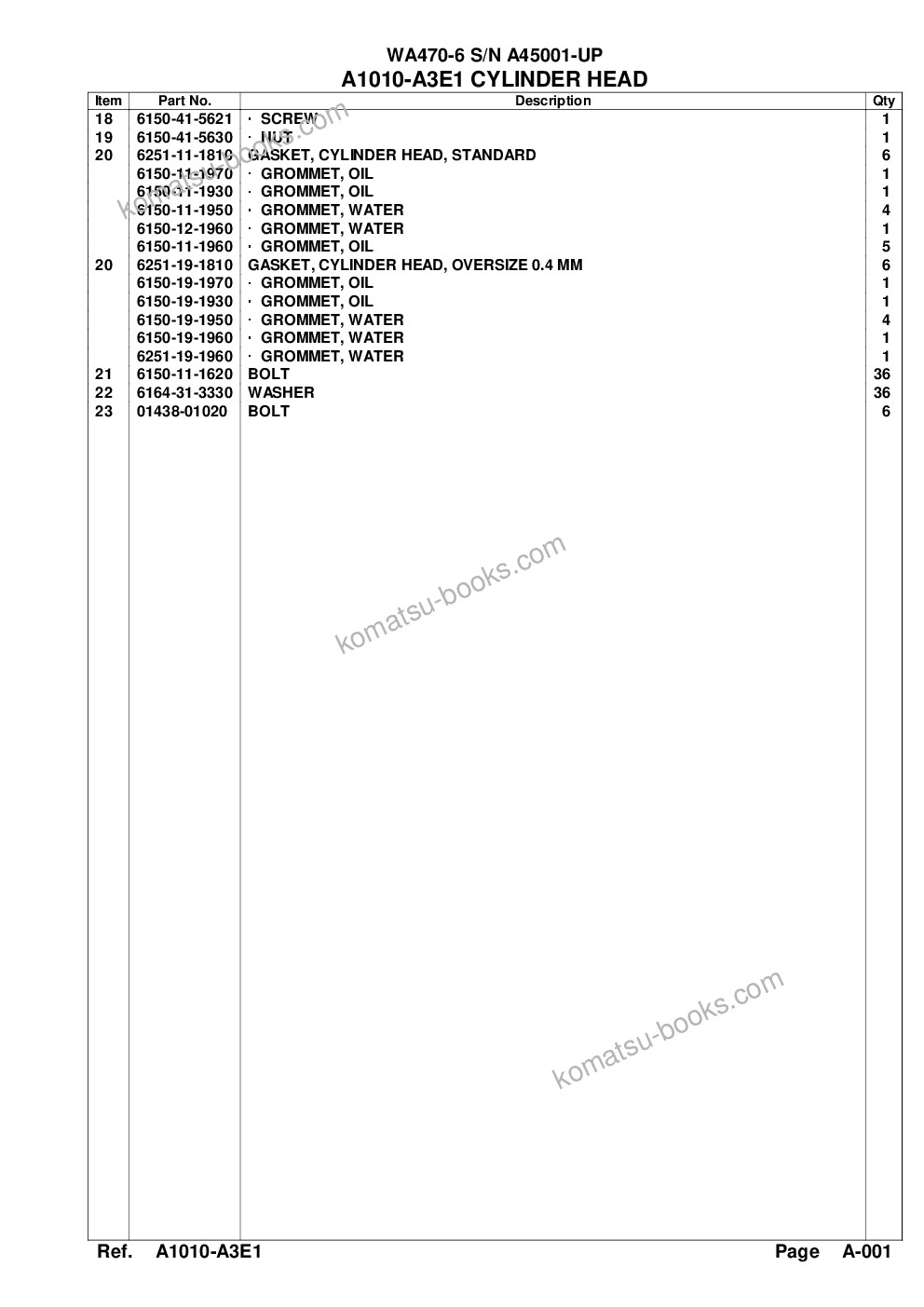 Komatsu wa470-6 s/n a45001-up Parts catalog cover Page 4