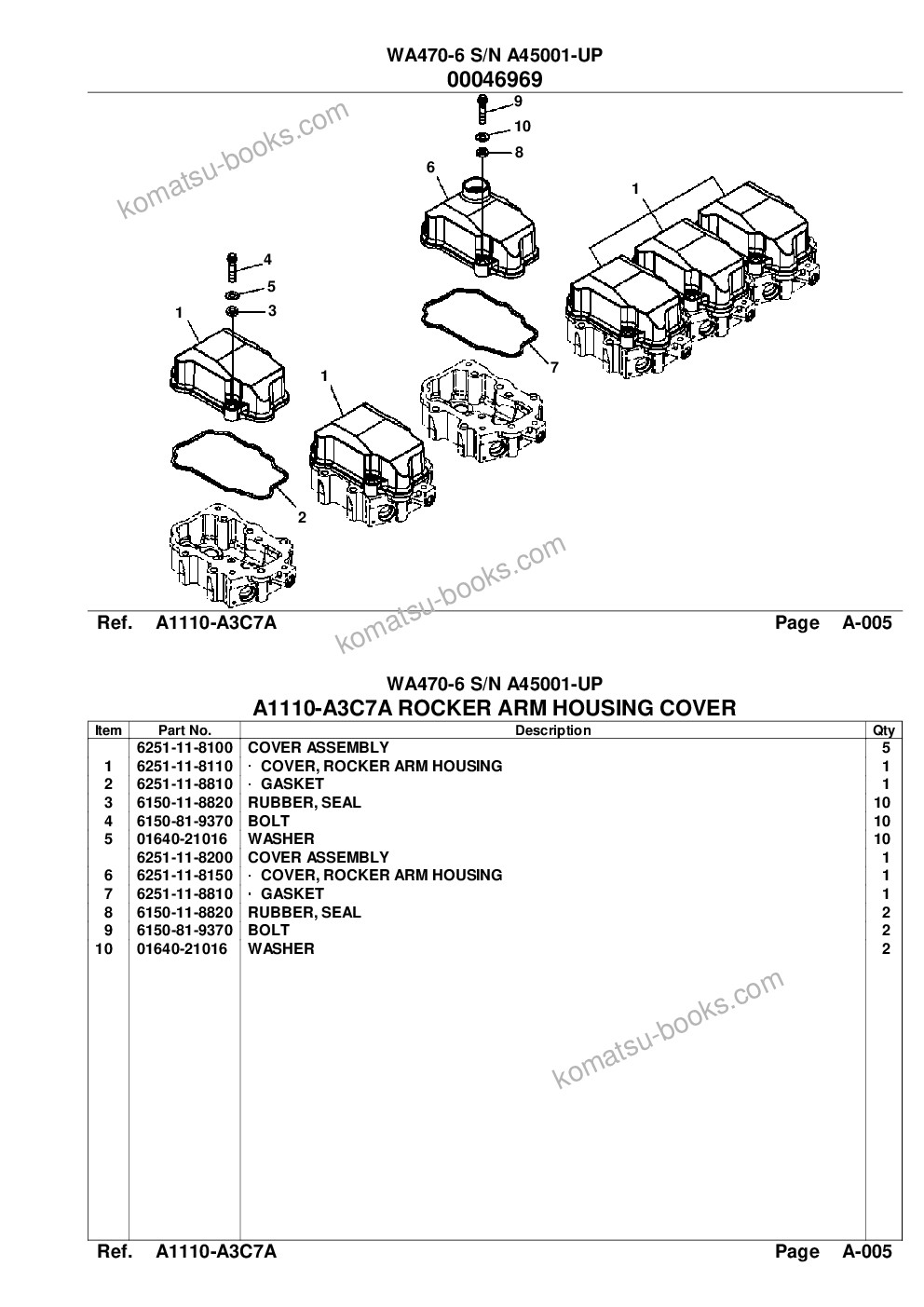 Komatsu wa470-6 s/n a45001-up Parts catalog cover Page 5