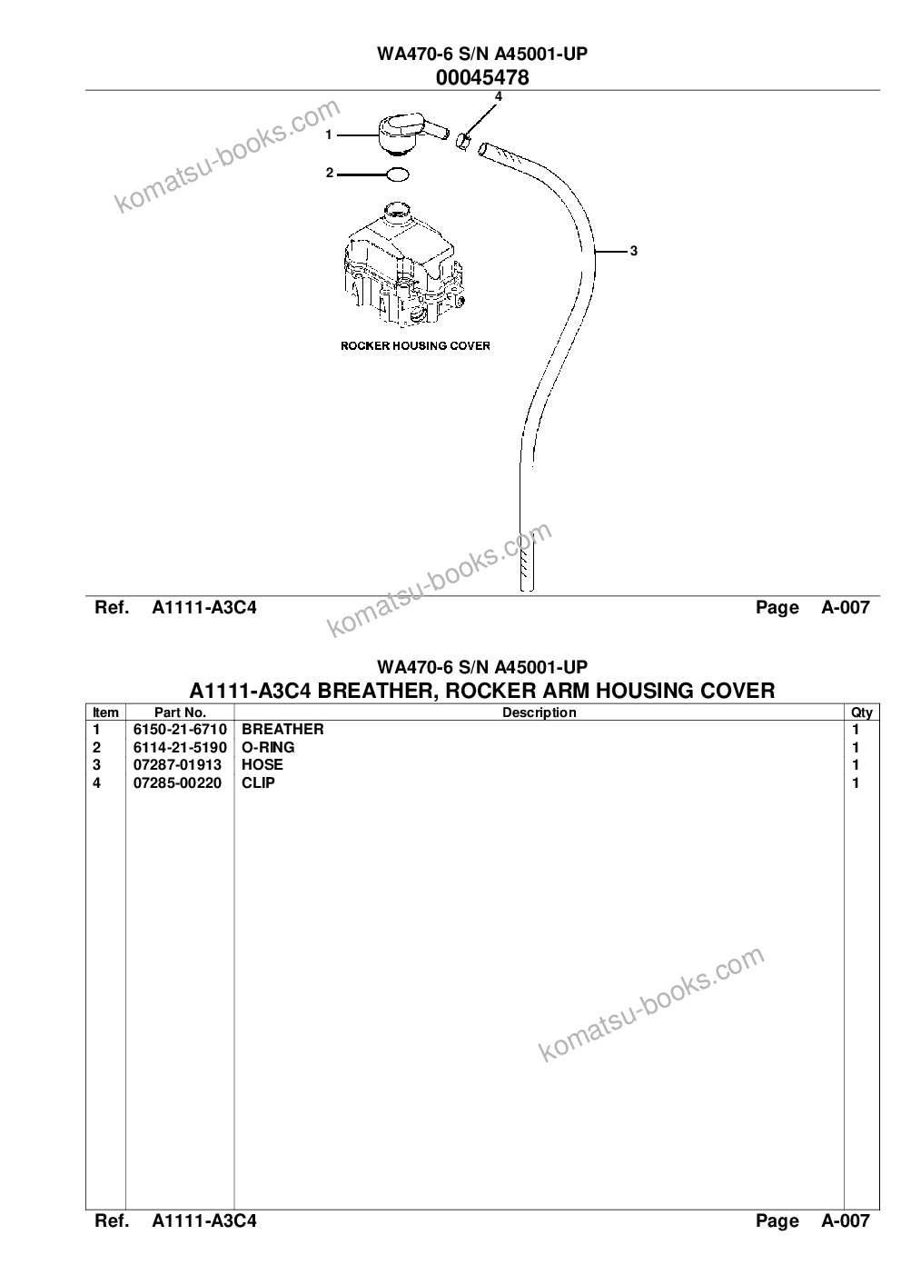 Komatsu wa470-6 s/n a45001-up Parts catalog cover Page 6