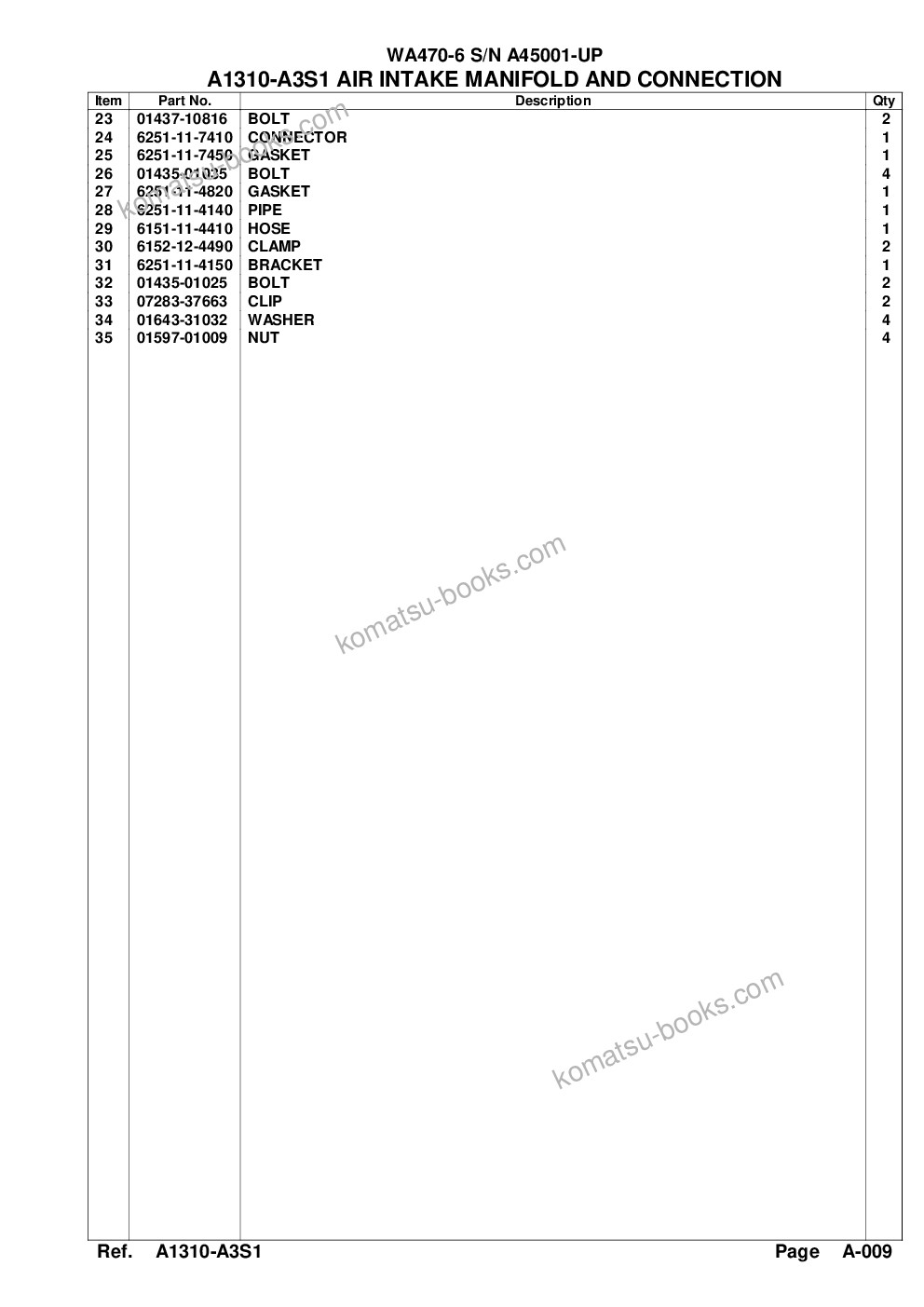 Komatsu wa470-6 s/n a45001-up Parts catalog cover Page 8