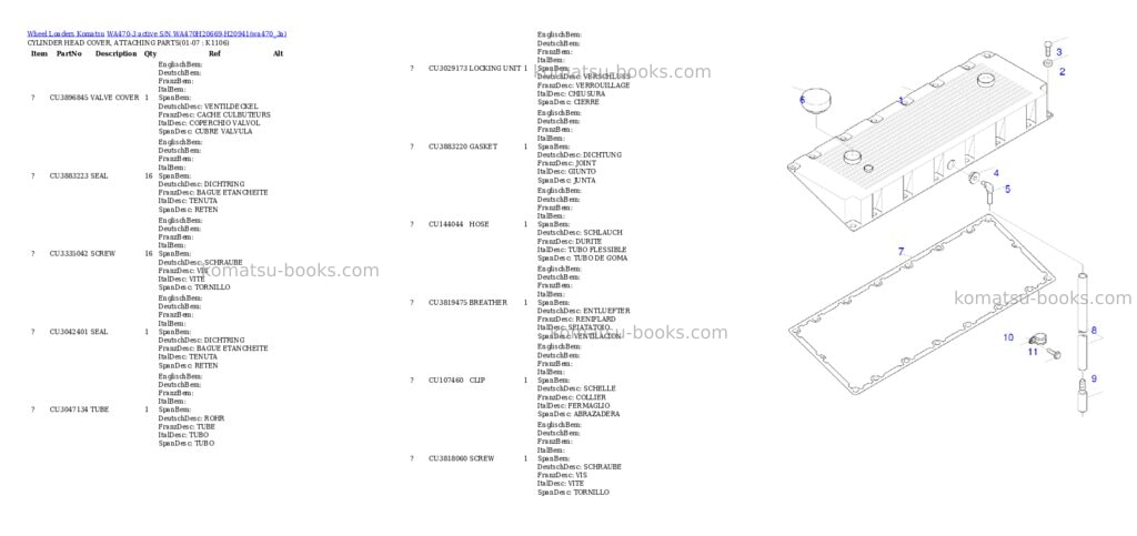 Komatsu wa470-3 active s/n wa470h20669-h20941 Parts catalog cover Page 6