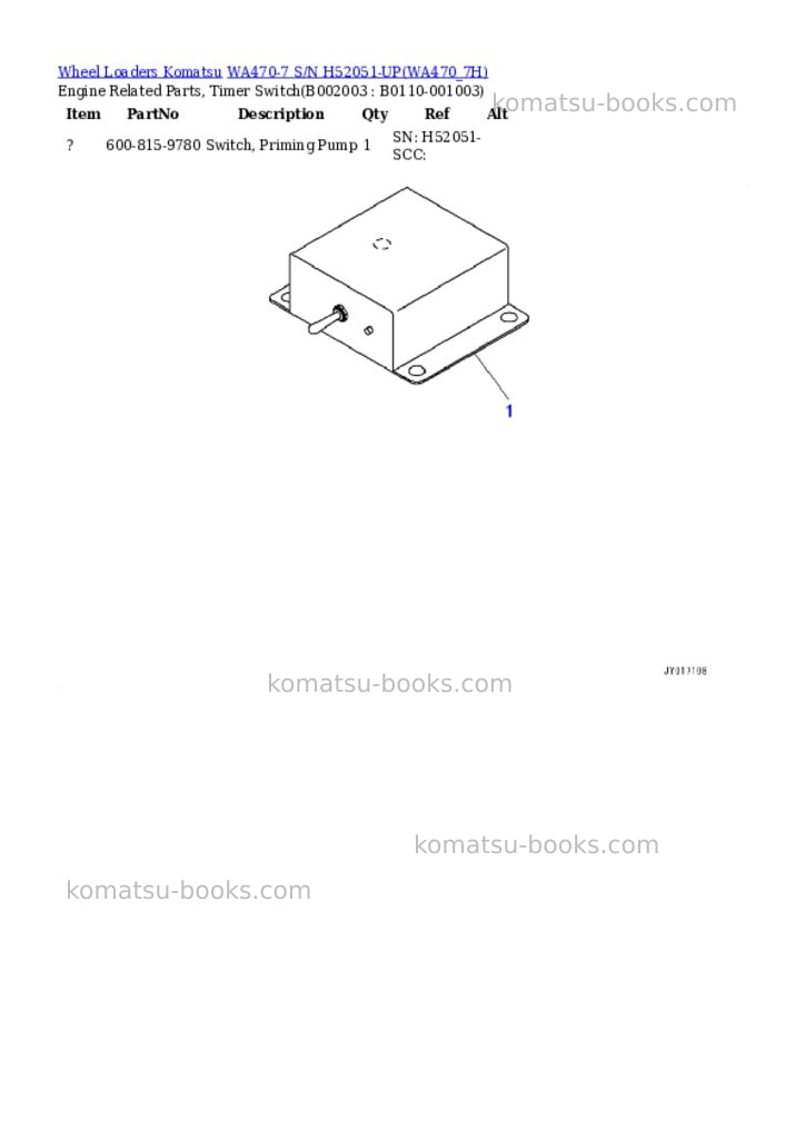 Komatsu wa470-7 s/n h52051-up Parts catalog cover Page 3