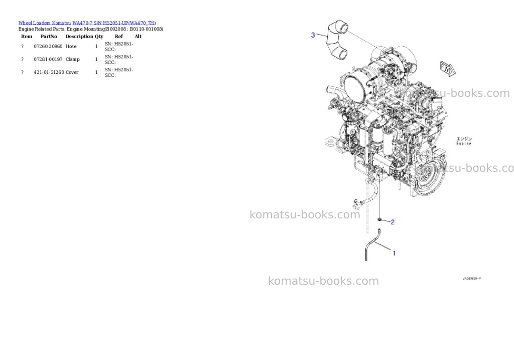 Komatsu wa470-7 s/n h52051-up Parts catalog cover Page 8