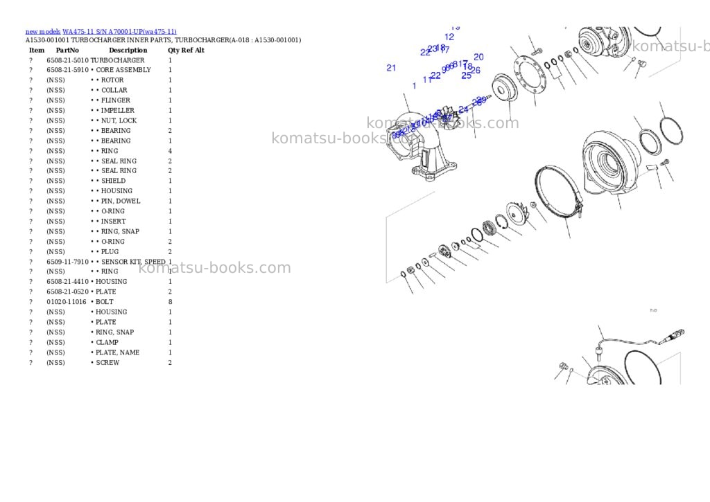 Komatsu WA475-11 S/N A70001-UP Parts catalog cover Page 8