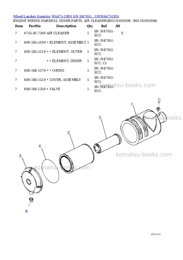 Komatsu WA475-10E0 S/N H47051 - UP Parts catalog cover Page 2
