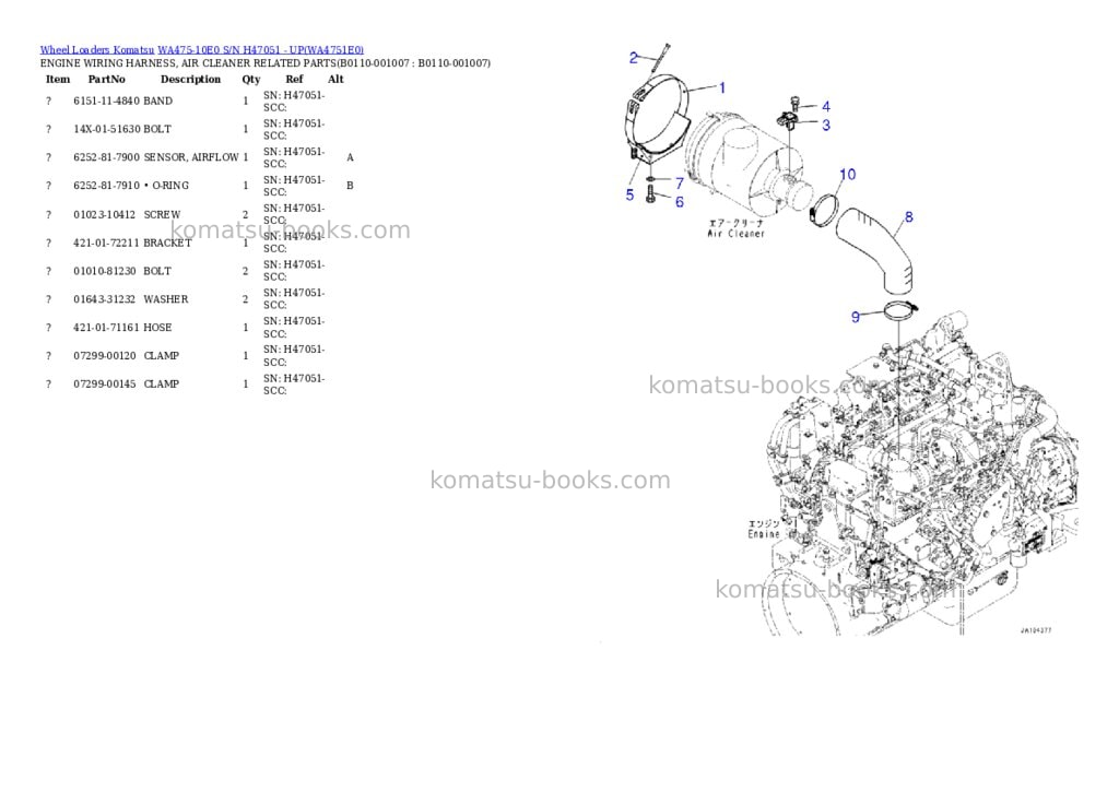 Komatsu WA475-10E0 S/N H47051 - UP Parts catalog cover Page 3