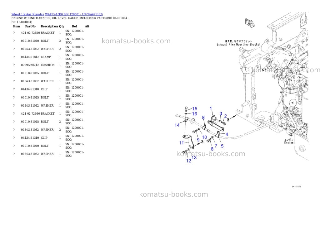 Komatsu WA475-10E0 S/N 120001 - UP Parts catalog cover Page 3 Komatsu WA475-10E0 S/N 120001 - UP Parts catalog cover Page 3