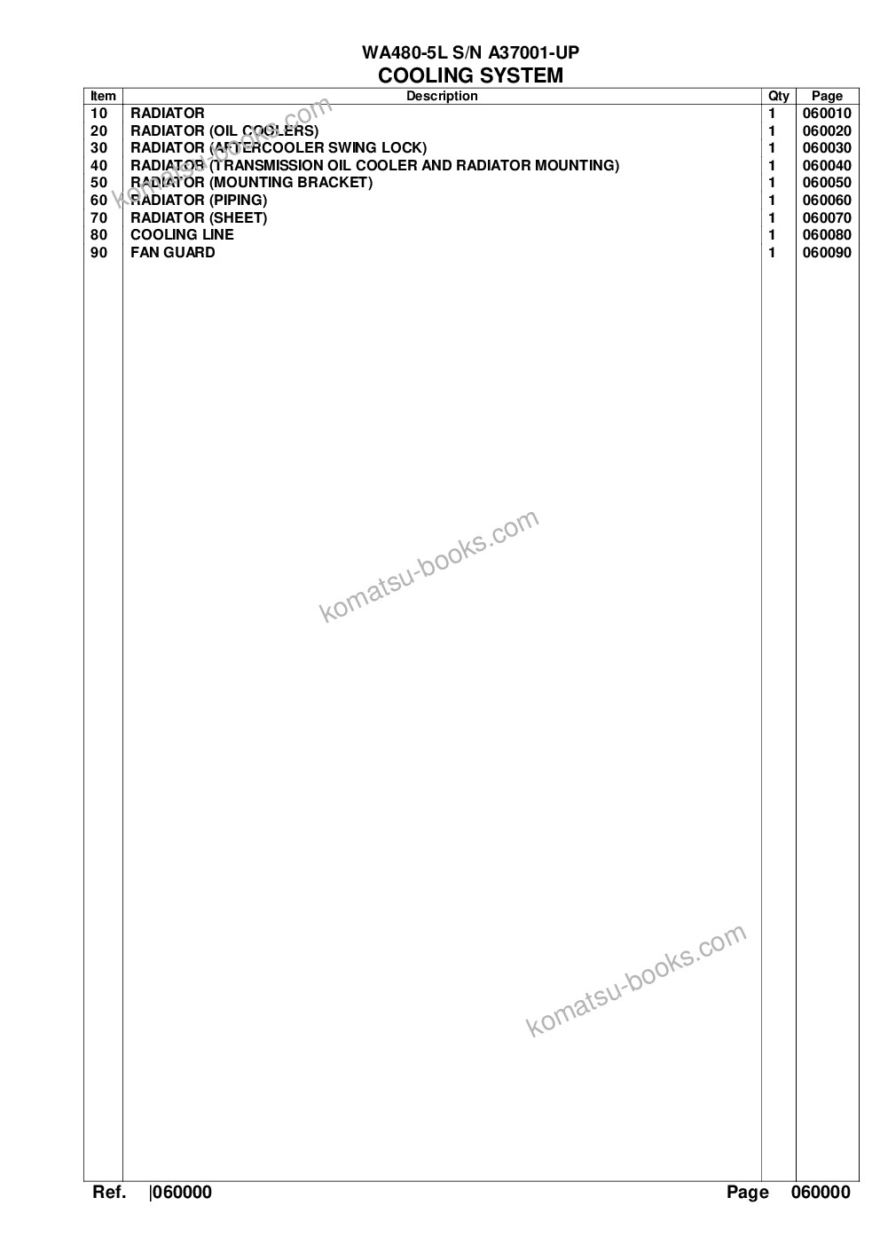 Komatsu wa480-5l s/n a37001-up Parts catalog cover Page 10