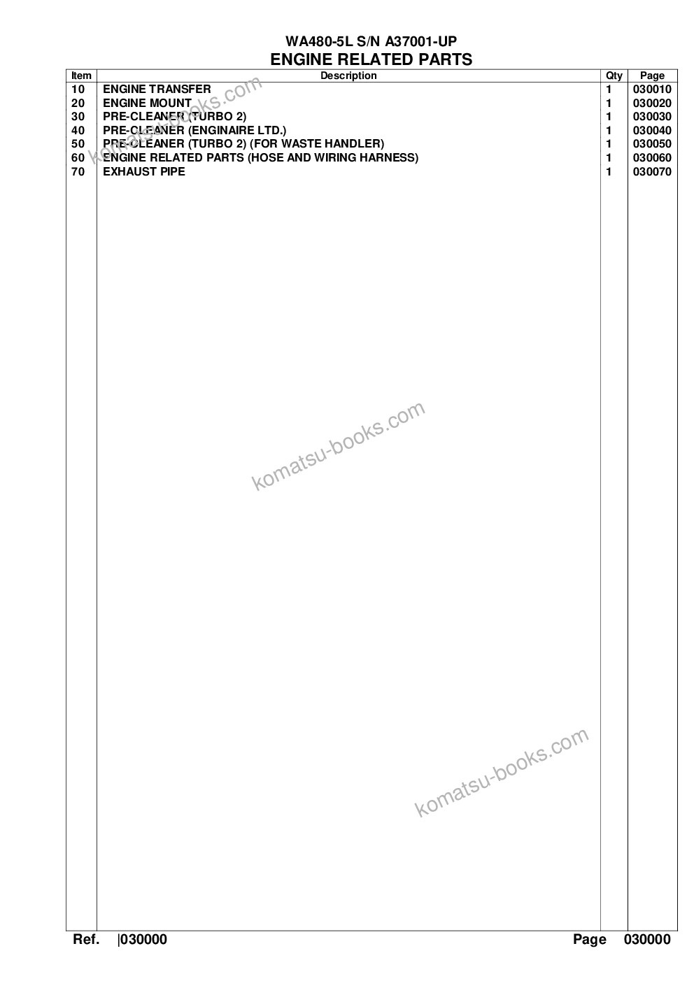 Komatsu wa480-5l s/n a37001-up Parts catalog cover Page 2