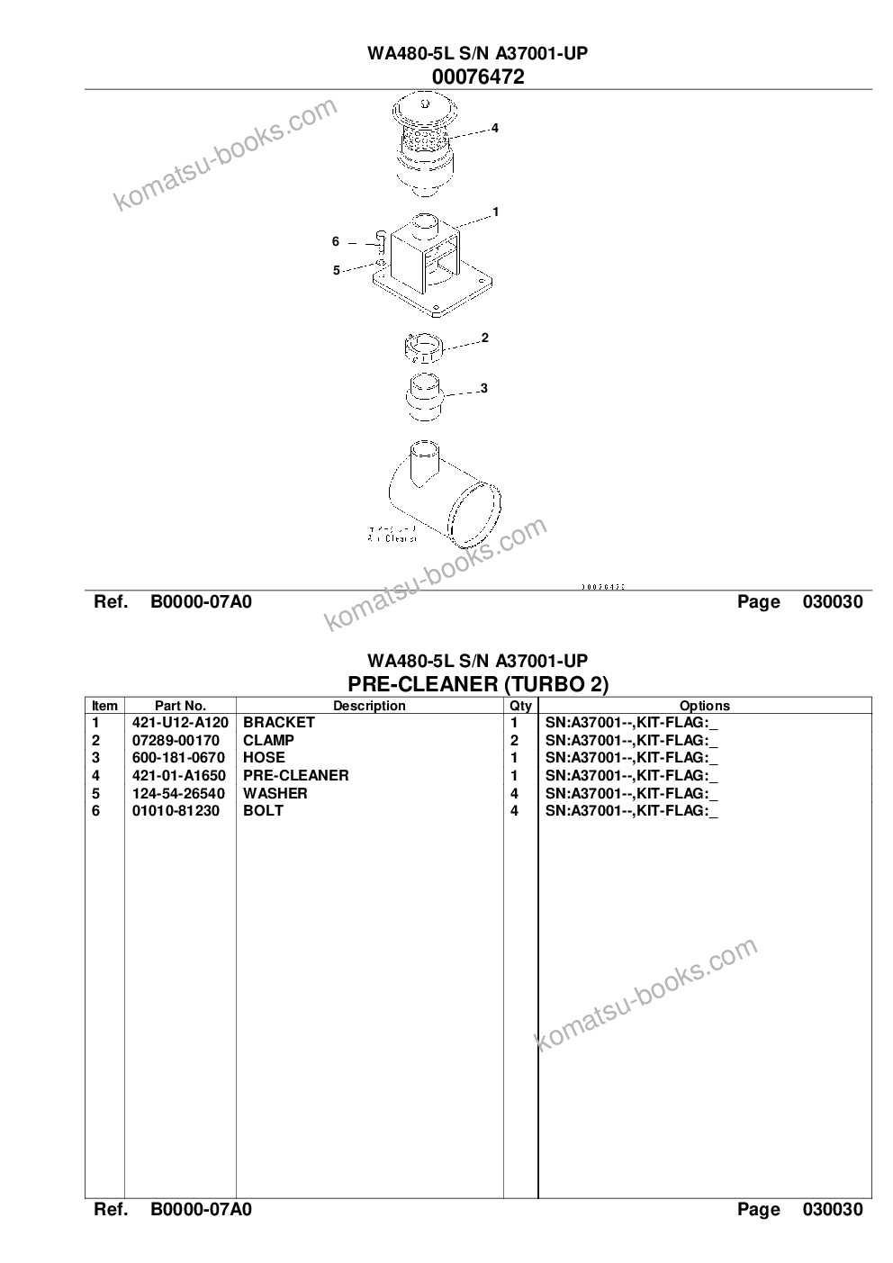Komatsu wa480-5l s/n a37001-up Parts catalog cover Page 5