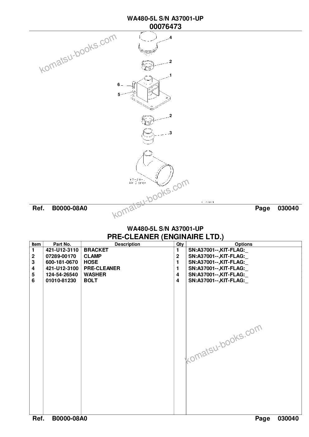 Komatsu wa480-5l s/n a37001-up Parts catalog cover Page 6