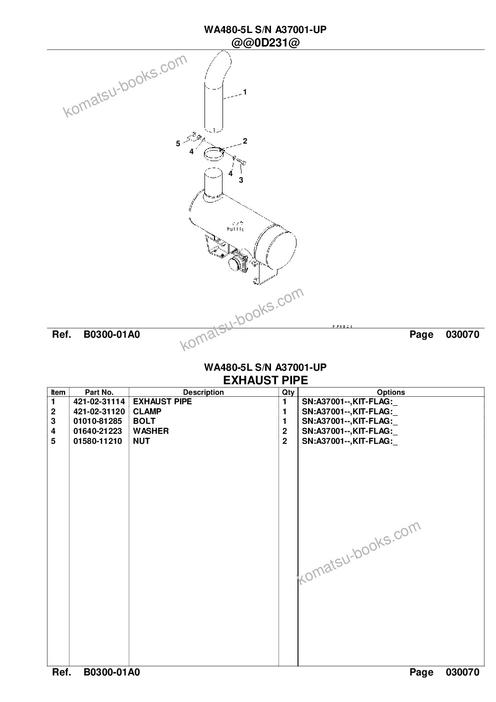 Komatsu wa480-5l s/n a37001-up Parts catalog cover Page 9