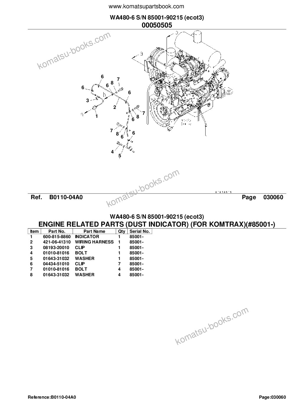 Komatsu wa480-6 s/n 85001-90215 ecot3 Parts catalog cover Page 10