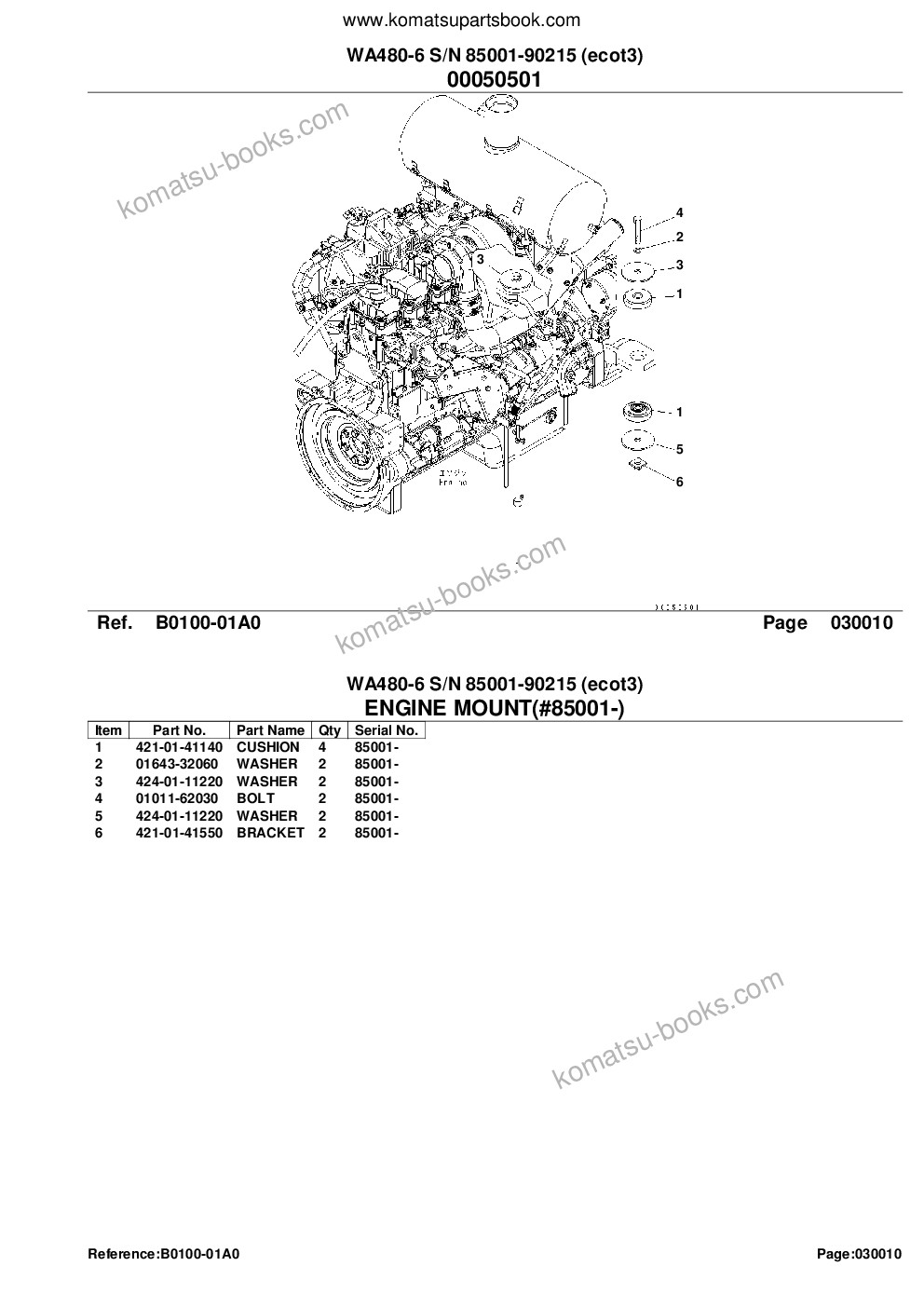 Komatsu wa480-6 s/n 85001-90215 ecot3 Parts catalog cover Page 3