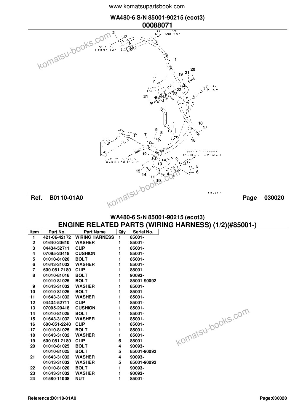 Komatsu wa480-6 s/n 85001-90215 ecot3 Parts catalog cover Page 4
