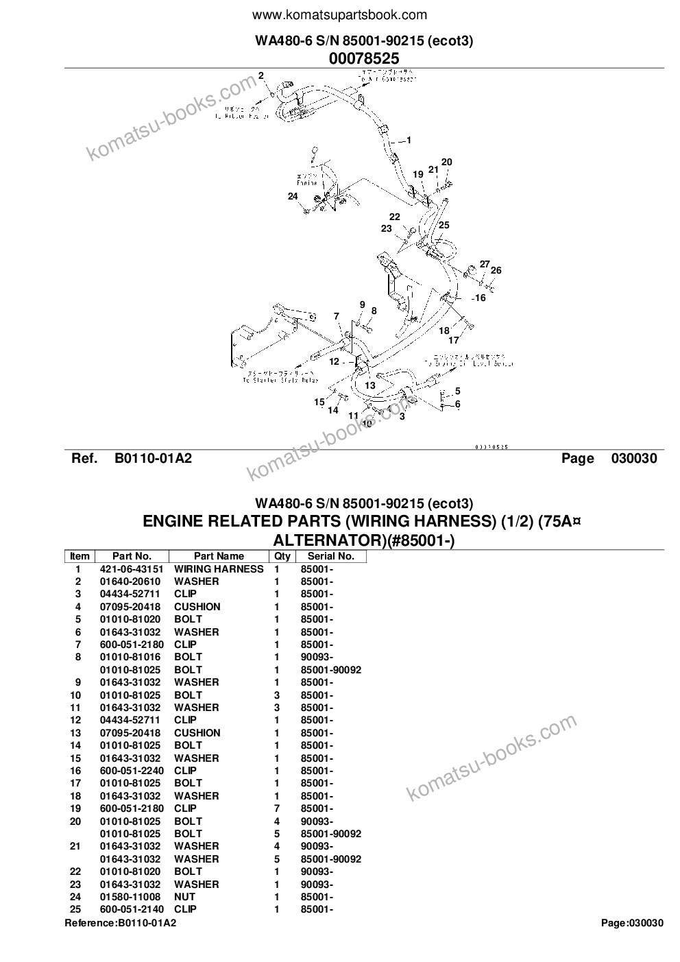 Komatsu wa480-6 s/n 85001-90215 ecot3 Parts catalog cover Page 5