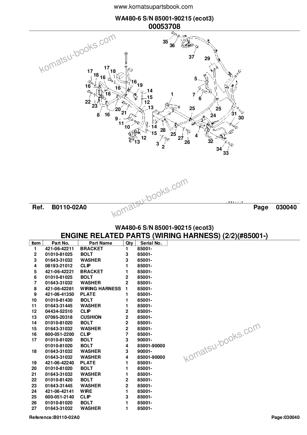Komatsu wa480-6 s/n 85001-90215 ecot3 Parts catalog cover Page 7