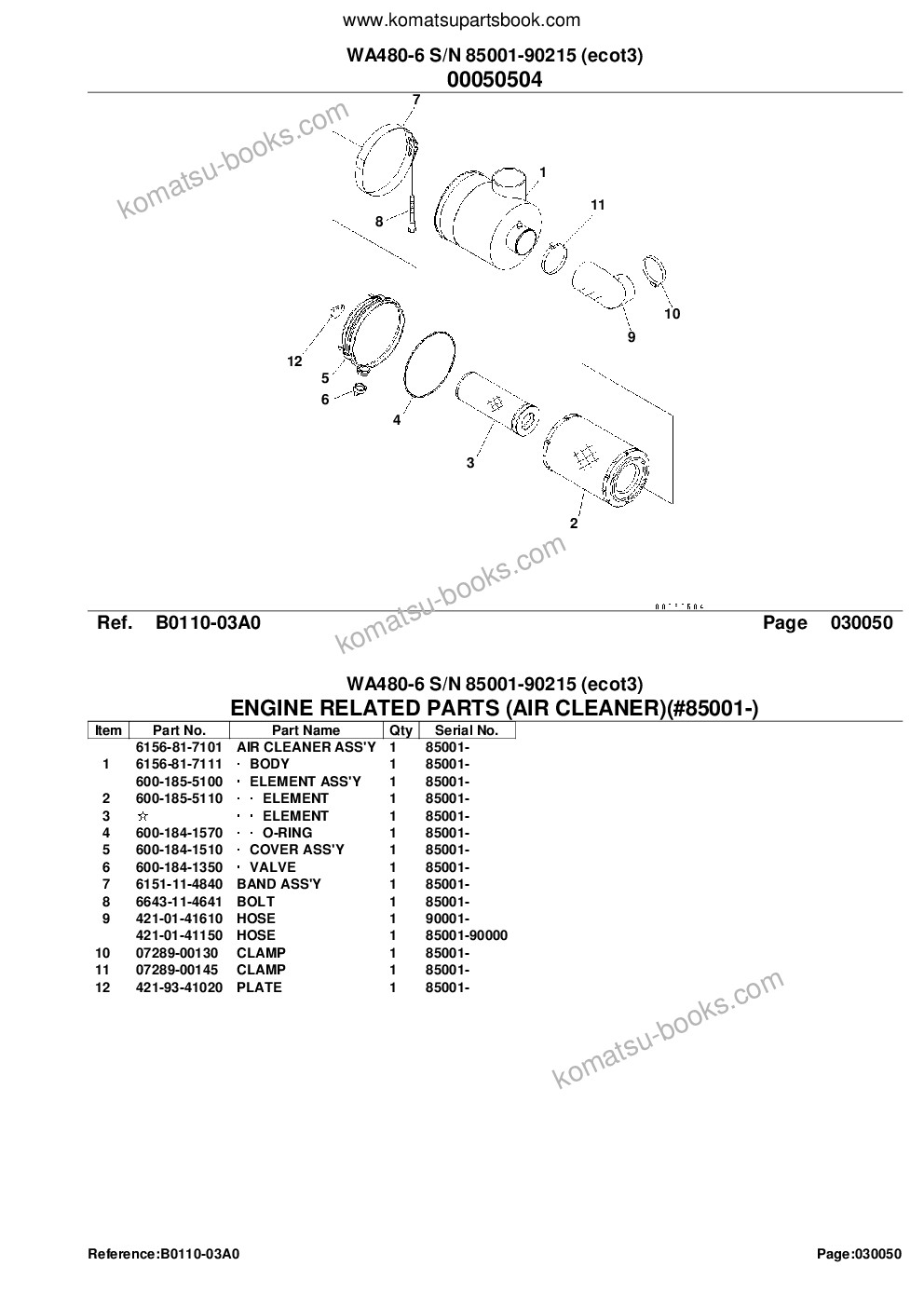 Komatsu wa480-6 s/n 85001-90215 ecot3 Parts catalog cover Page 9