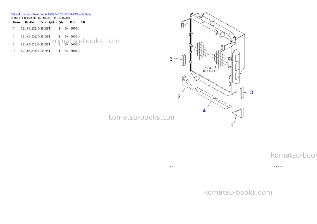 Komatsu wa480-5 s/n 80001-up Parts catalog cover Page 10