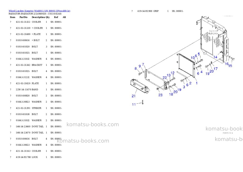 Komatsu wa480-5 s/n 80001-up Parts catalog cover Page 5