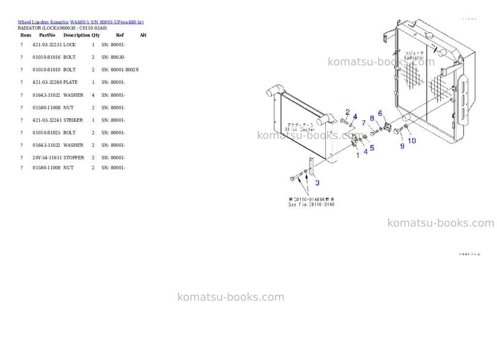Komatsu wa480-5 s/n 80001-up Parts catalog cover Page 6