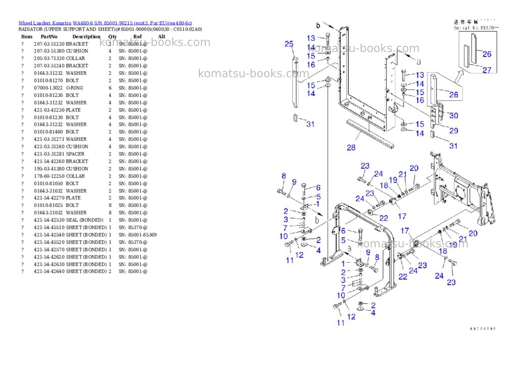 Komatsu wa480-6 s/n 85001-90215 ecot3, for eu Parts catalog cover Page 10