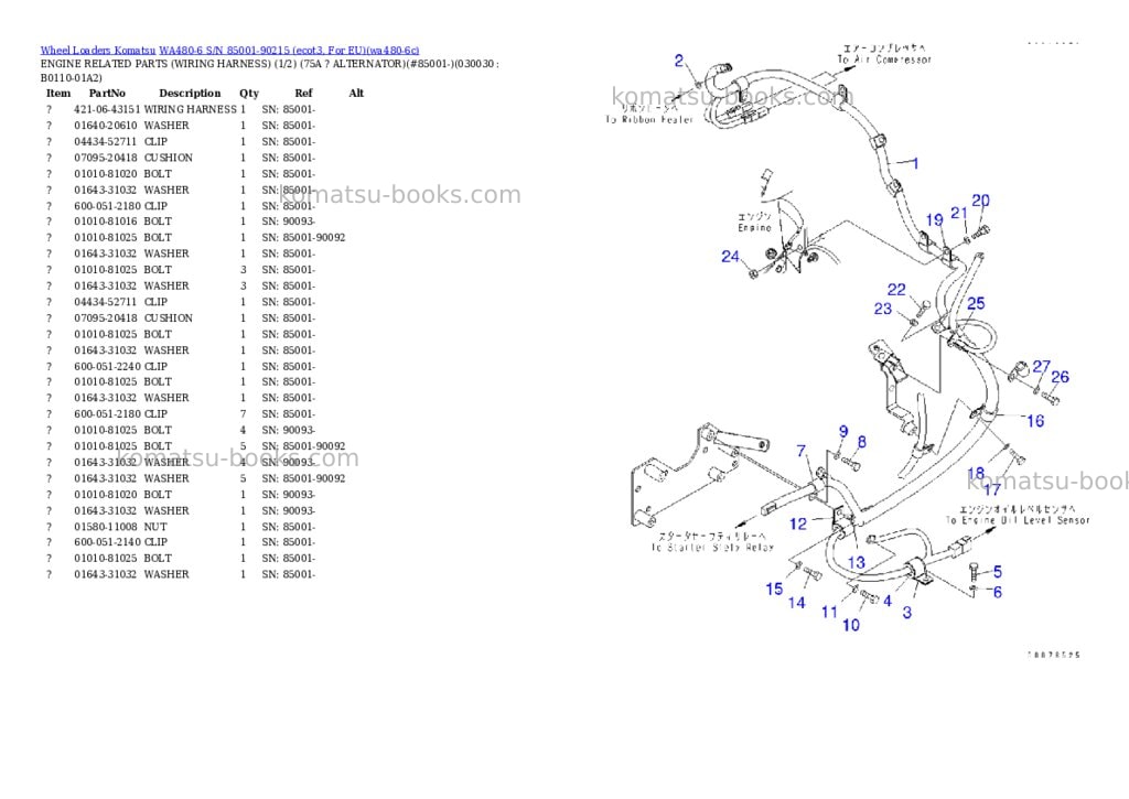 Komatsu wa480-6 s/n 85001-90215 ecot3, for eu Parts catalog cover Page 2